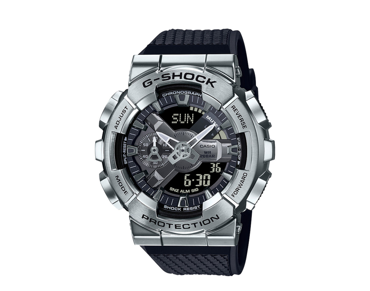 Casio G-Shock GM110 Analog-Digital Metal-Resin Silver/Black Watch GM110-1A